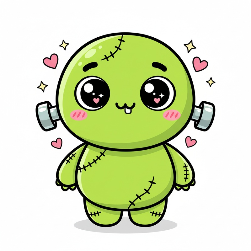 Victor the Friendly Monster in Kawaii Cute - Full Colored Illustration