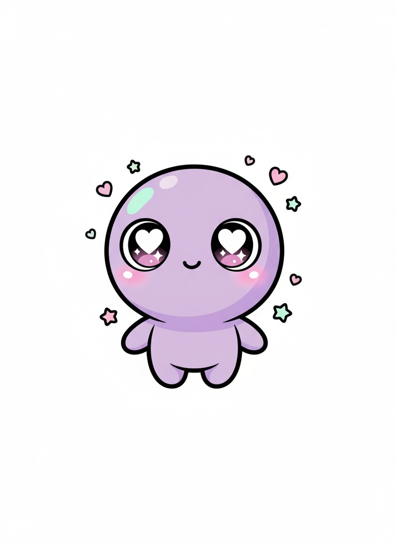 Blip the Small Alien in Kawaii Cute - Full Colored Illustration