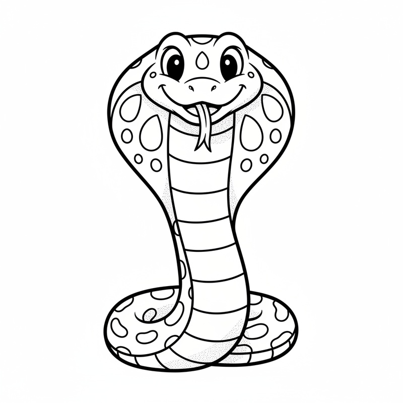 Viper the Cobra in Classic Coloring Book - Black & White Illustration