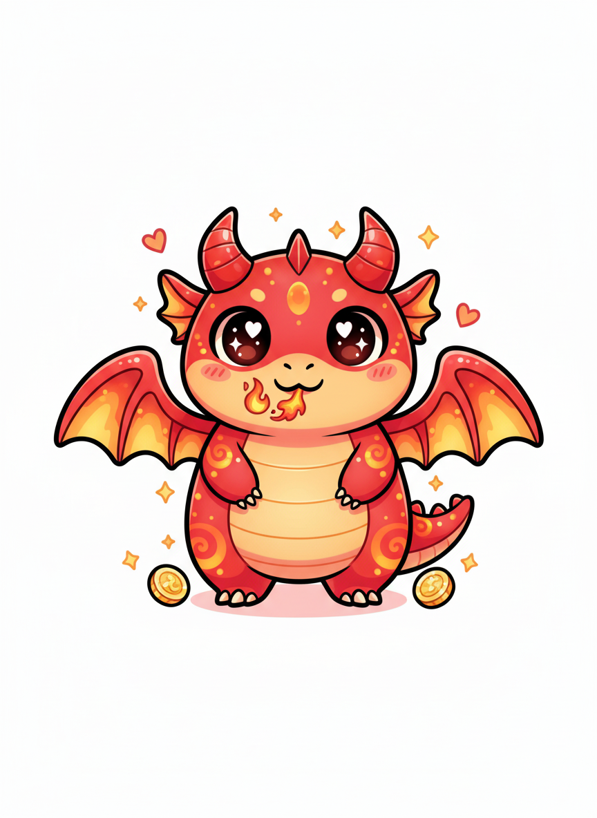 Ember the Fierce Dragon - Full Colored Illustration