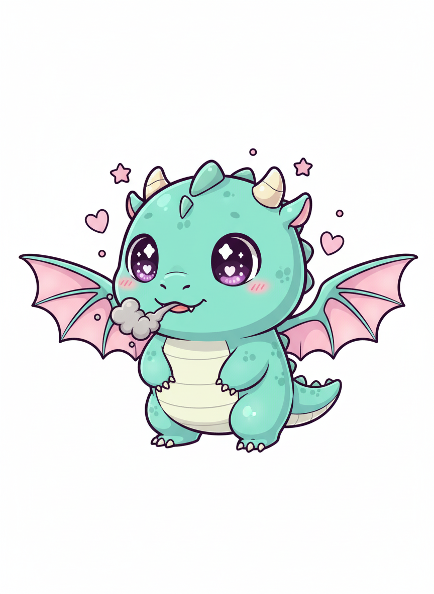 Baby Spark the Dragon Hatchling - Full Colored Illustration