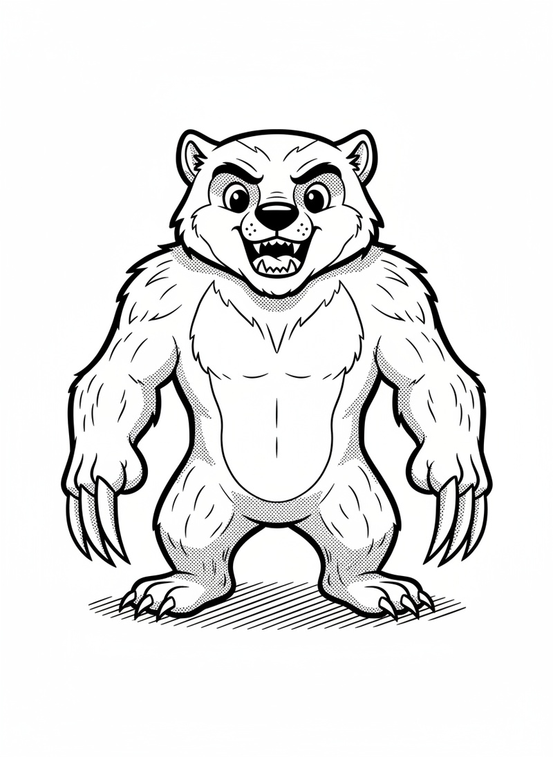 Claw the Wolverine in Classic Coloring Book - Black & White Illustration
