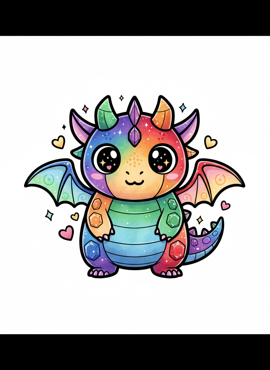 Gemstone the Crystal Dragon - Full Colored Illustration