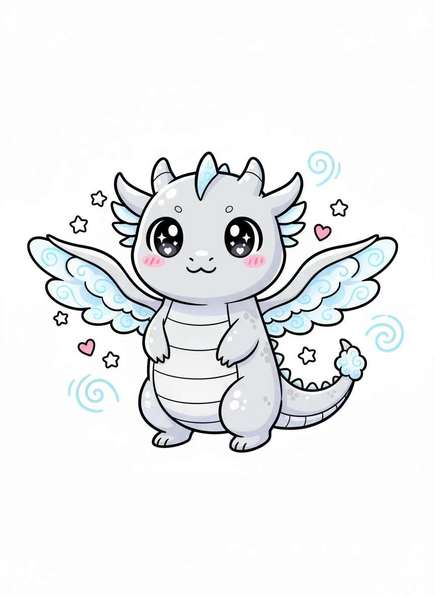 Zephyr the Wind Dragon - Full Colored Illustration