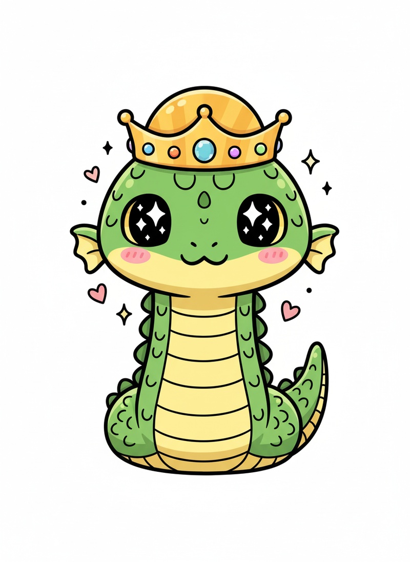Scales the Basilisk in Kawaii Cute - Full Colored Illustration