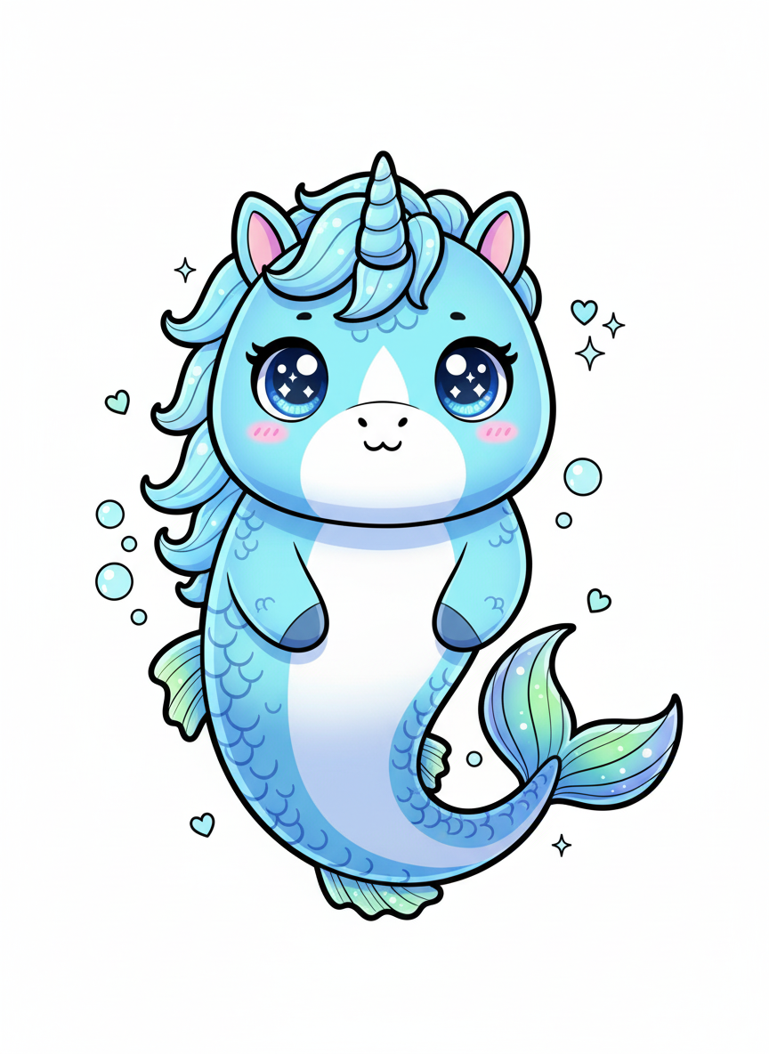 Bubbles the Hippocampus - Full Colored Illustration