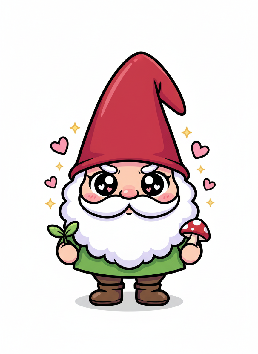 Bramble the Garden Gnome - Full Colored Illustration