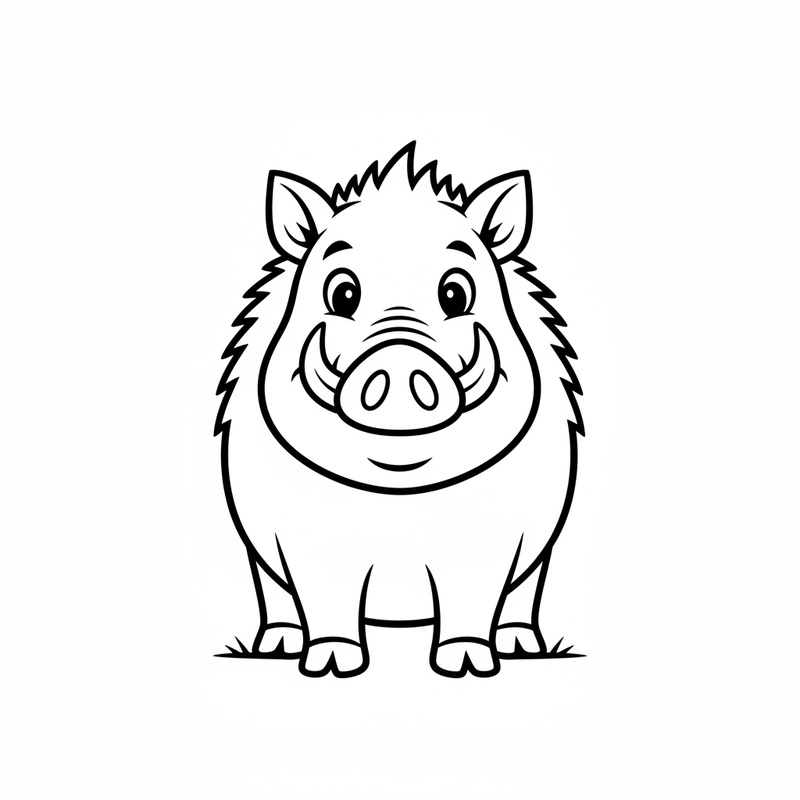 Snuffle the Wild Boar in Classic Coloring Book - Black & White Illustration
