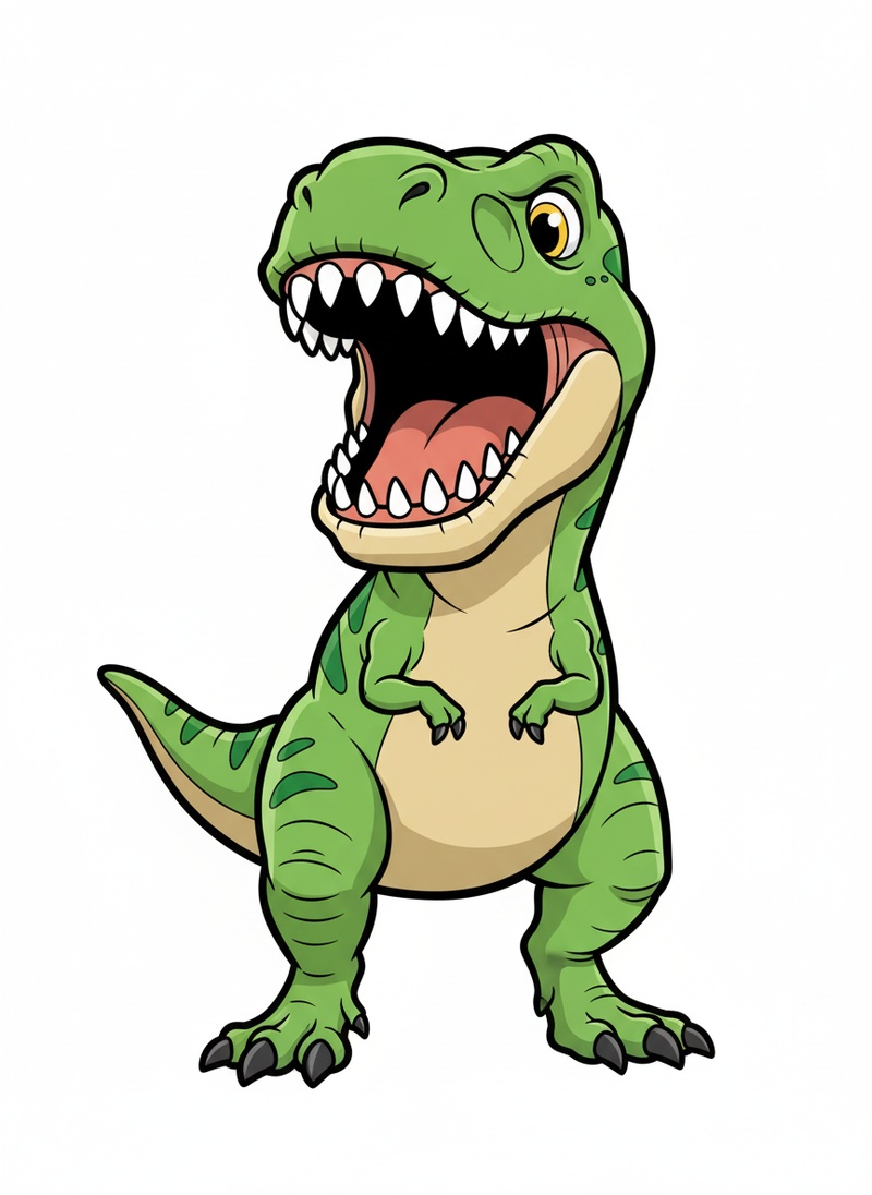 Rex the Fierce T-Rex in Classic Coloring Book - Full Colored Illustration