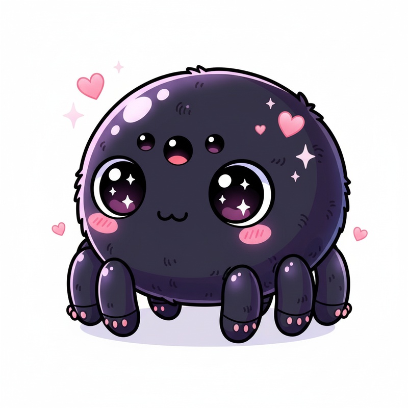 Creepy the Scary Spider in Kawaii Cute - Full Colored Illustration