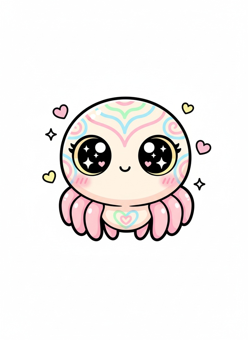 Charlotte the Helpful Spider in Kawaii Cute - Full Colored Illustration