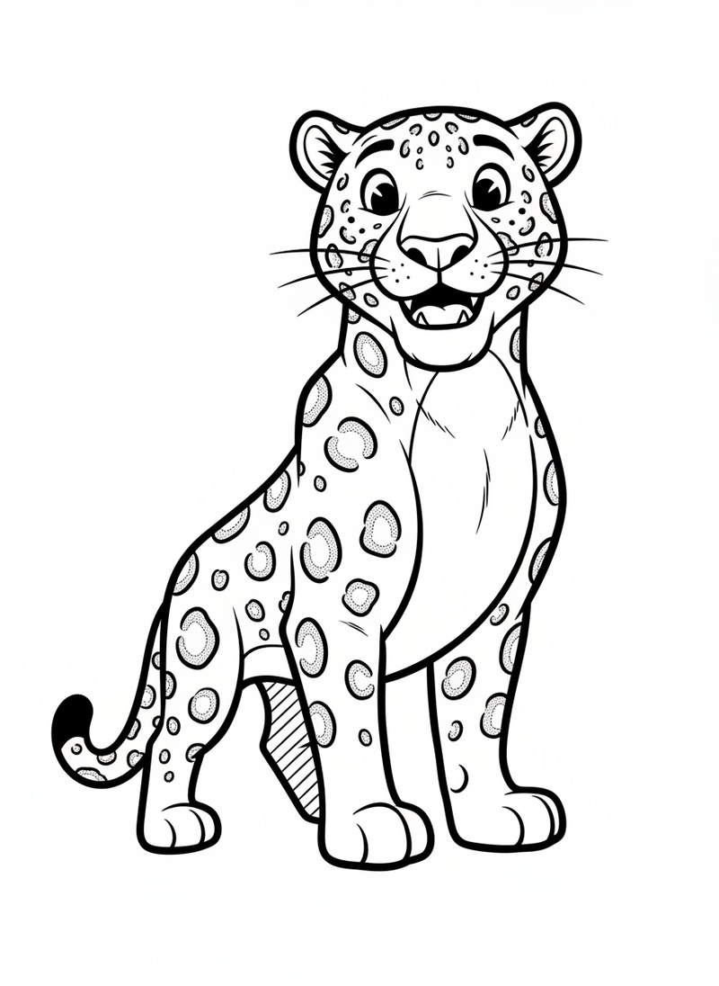 Pounce the Jaguar in Classic Coloring Book - Black & White Illustration