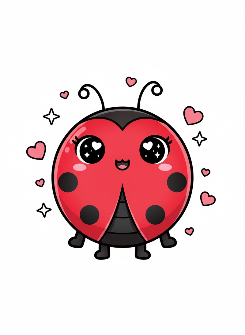 Lady the Ladybug in Kawaii Cute - Full Colored Illustration