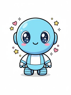 Sparky the Robot Helper in Kawaii Cute