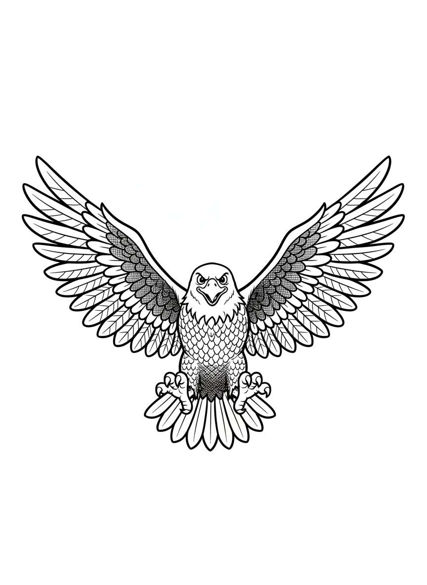 Liberty the Soaring Eagle - Black & White Illustration