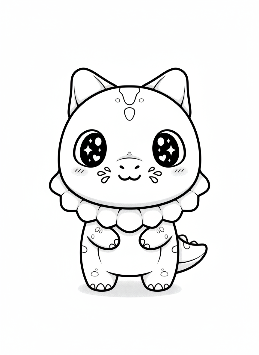 Spitter the Dilophosaurus - Black & White Illustration