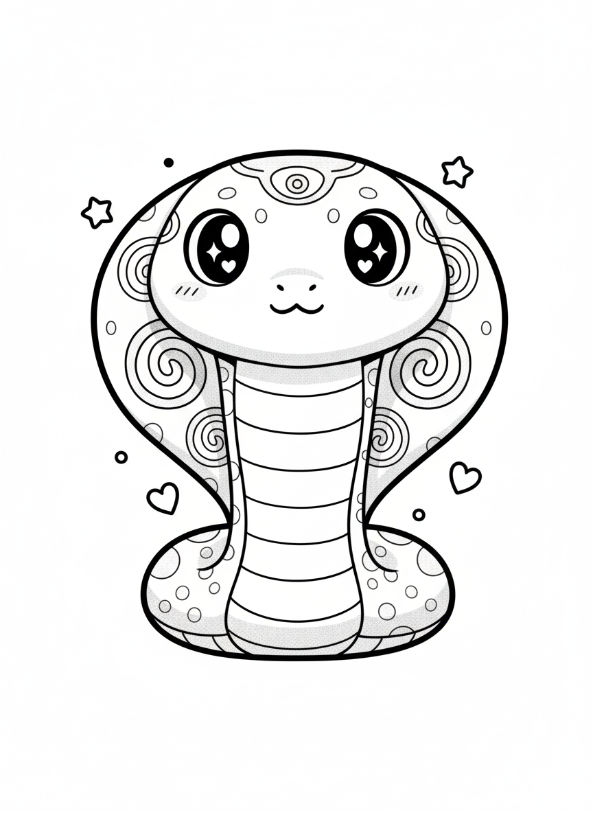 Viper the Cobra - Black & White Illustration