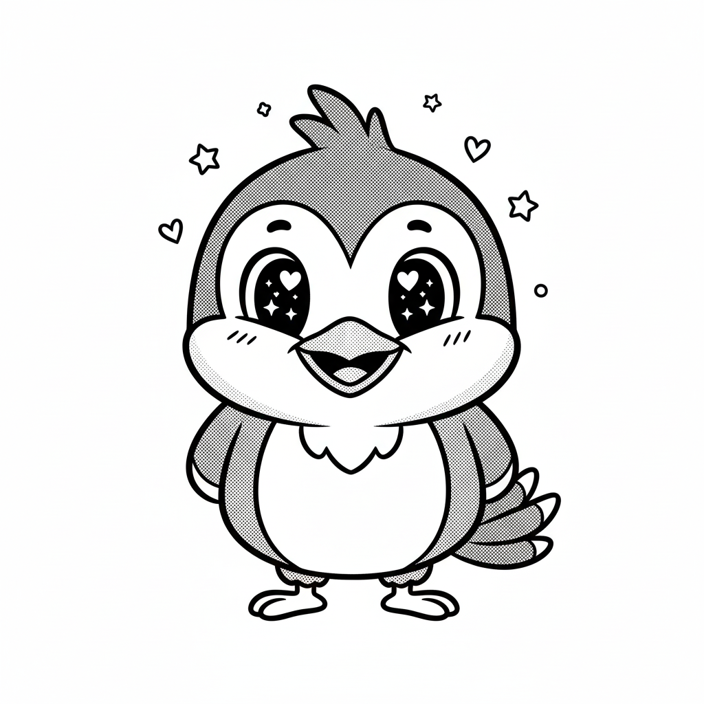 Peck the Woodpecker - Black & White Illustration