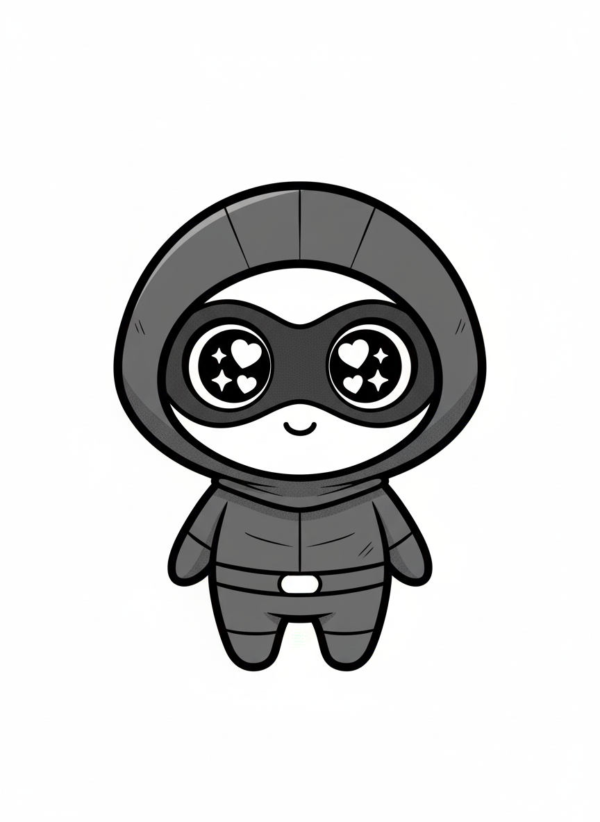 Shadow Strike the Stealth Hero - Black & White Illustration