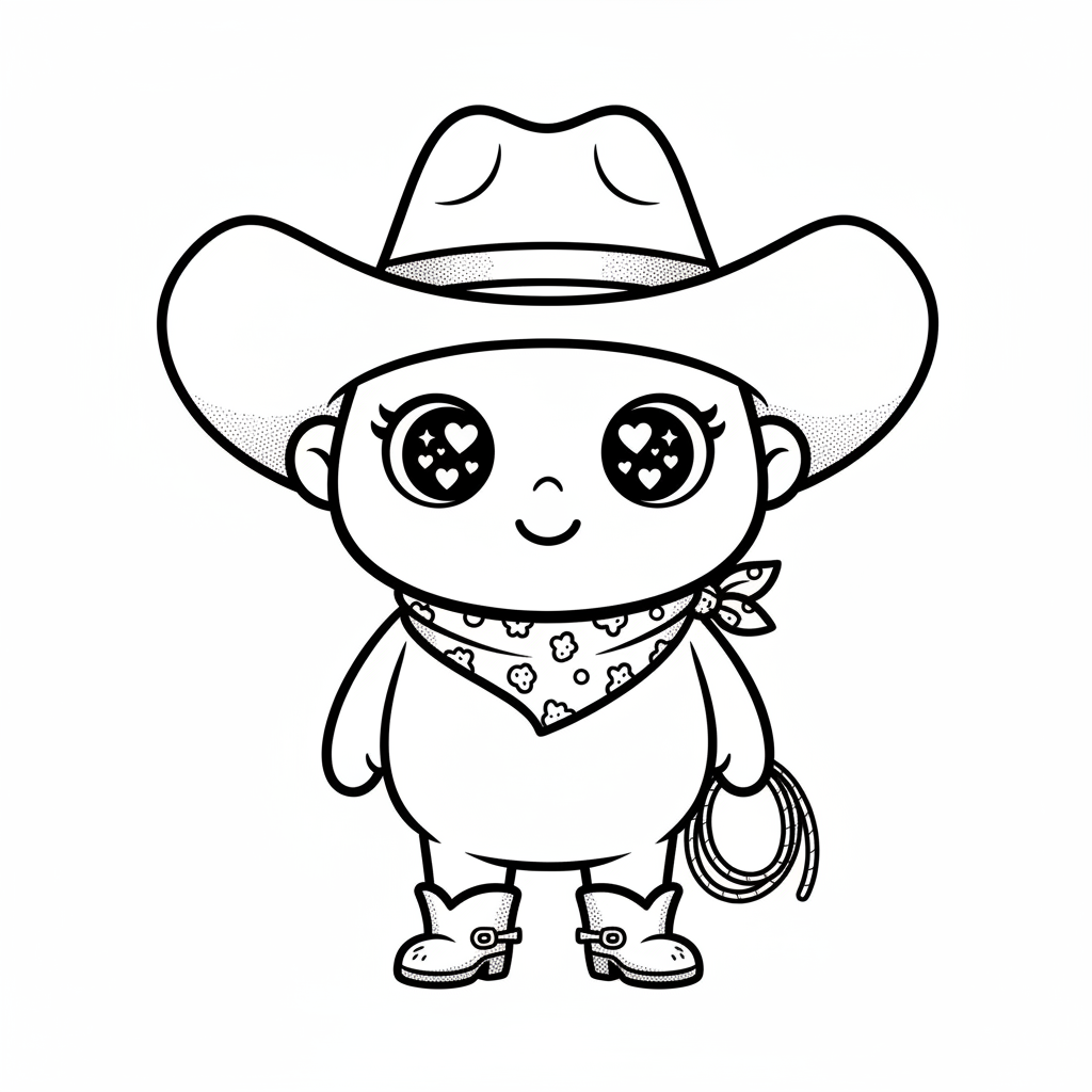 Buck the Cowboy - Black & White Illustration