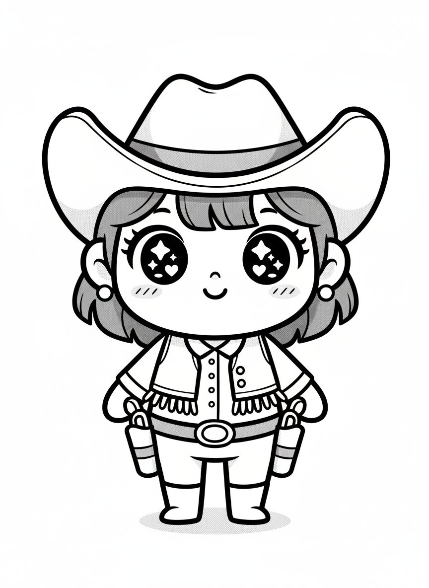 Annie the Sharpshooter - Black & White Illustration