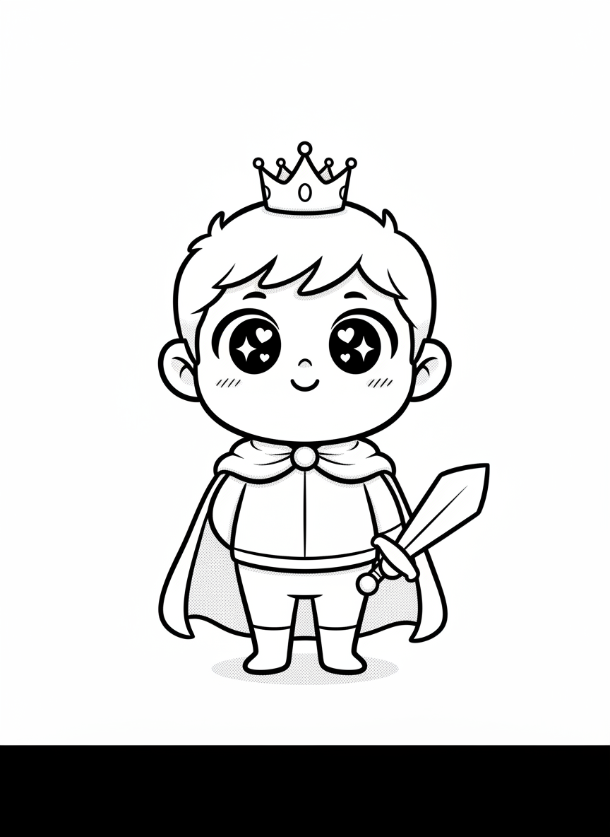Prince Valor the Brave - Black & White Illustration