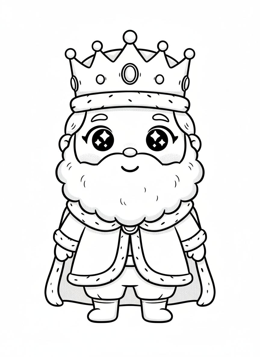 King Wisdom the Ruler - Black & White Illustration