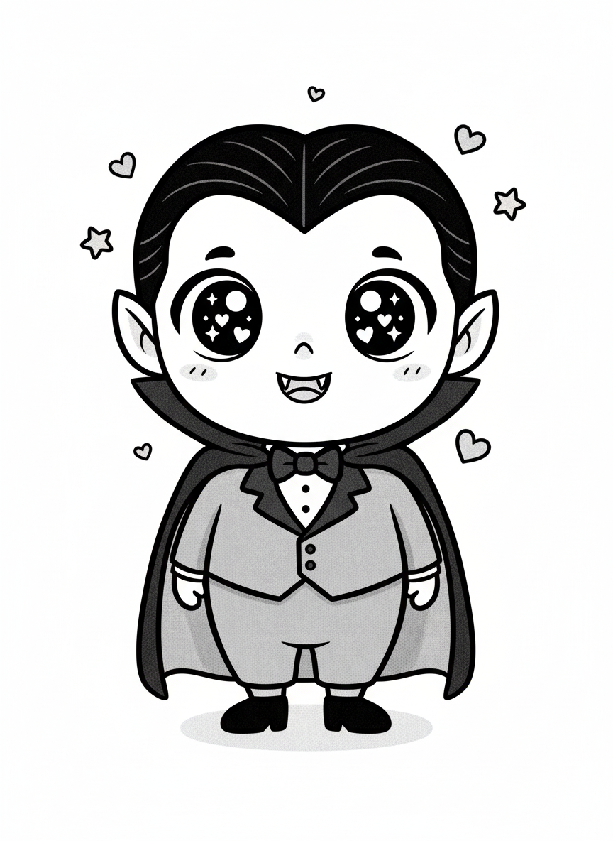 Count Dracula the Vampire - Black & White Illustration