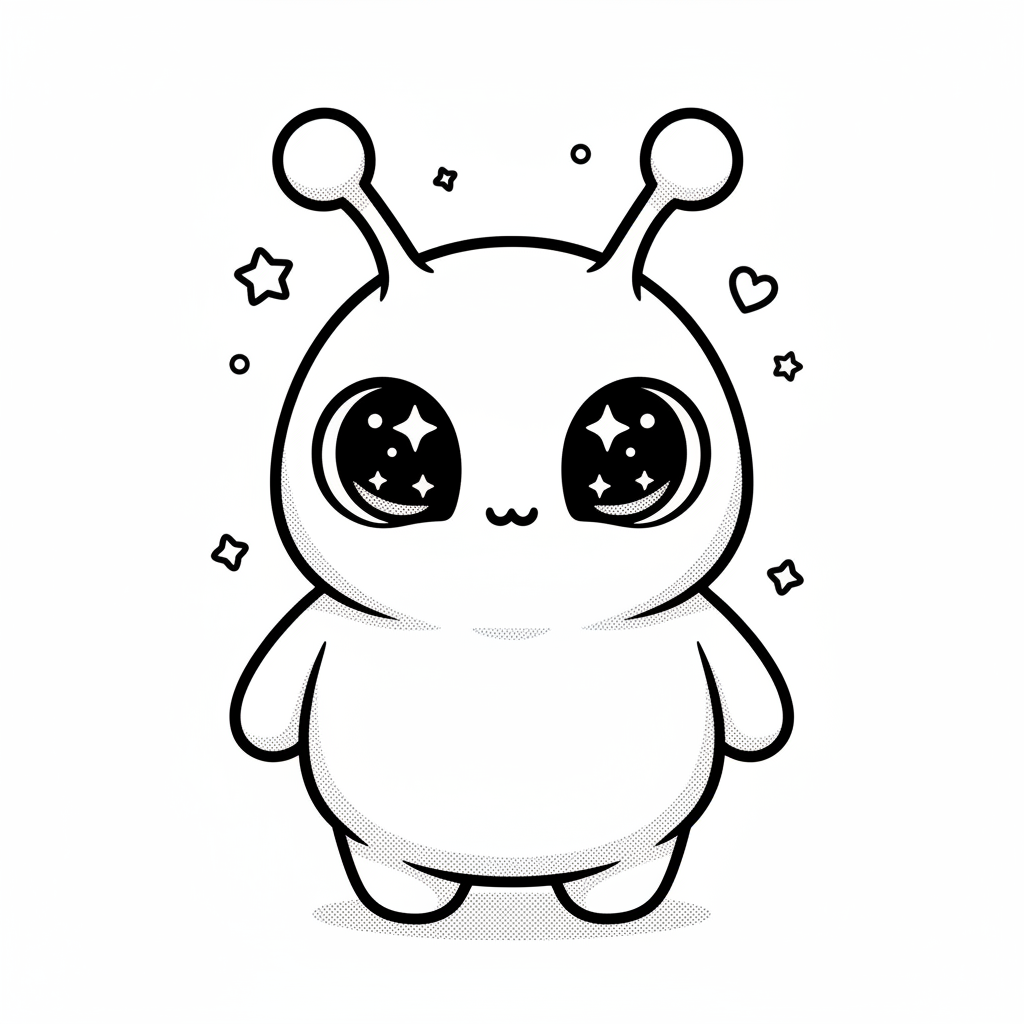 Zorg the Alien Explorer - Black & White Illustration