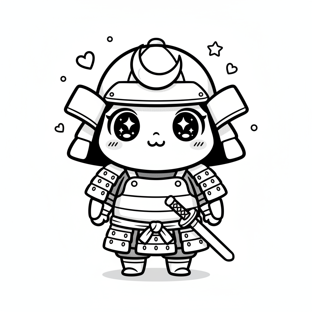 Samurai Honor the Warrior - Black & White Illustration