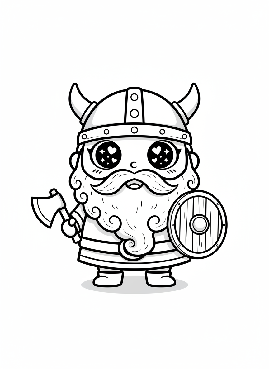 Viking Storm the Raider - Black & White Illustration