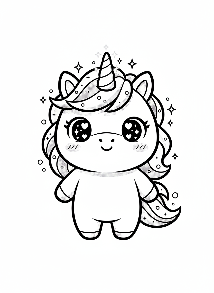 Stardust the Unicorn - Black & White Illustration
