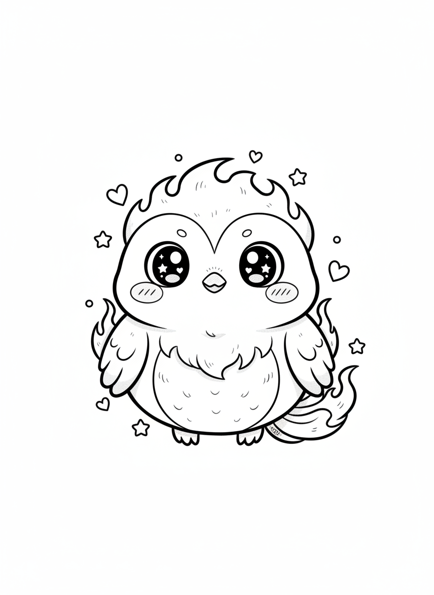 Blaze the Phoenix - Black & White Illustration