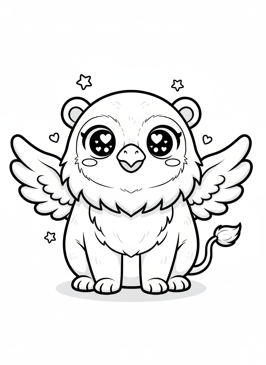 Griffin the Guardian - Black & White Illustration