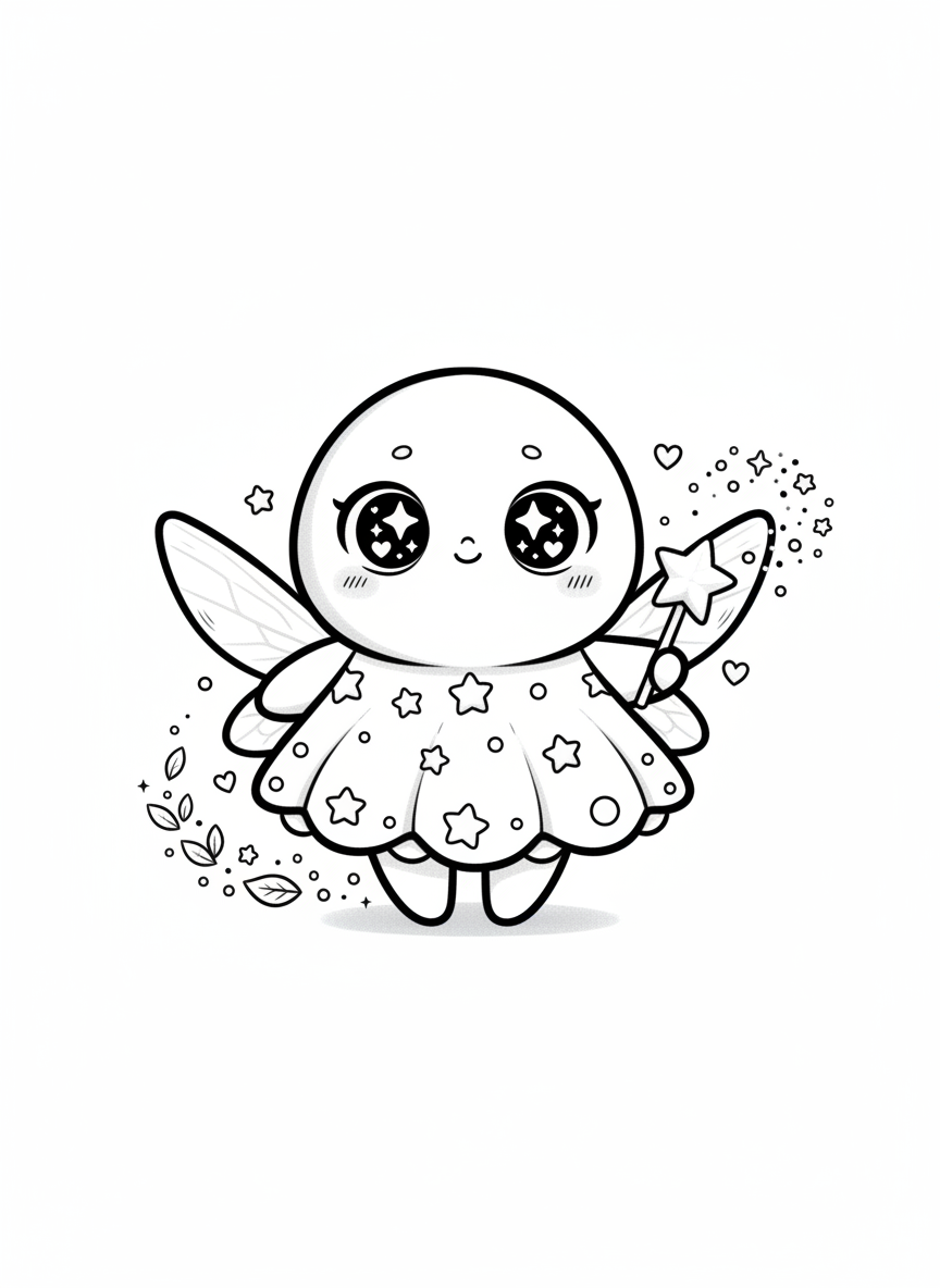 Sparkle the Fairy - Black & White Illustration