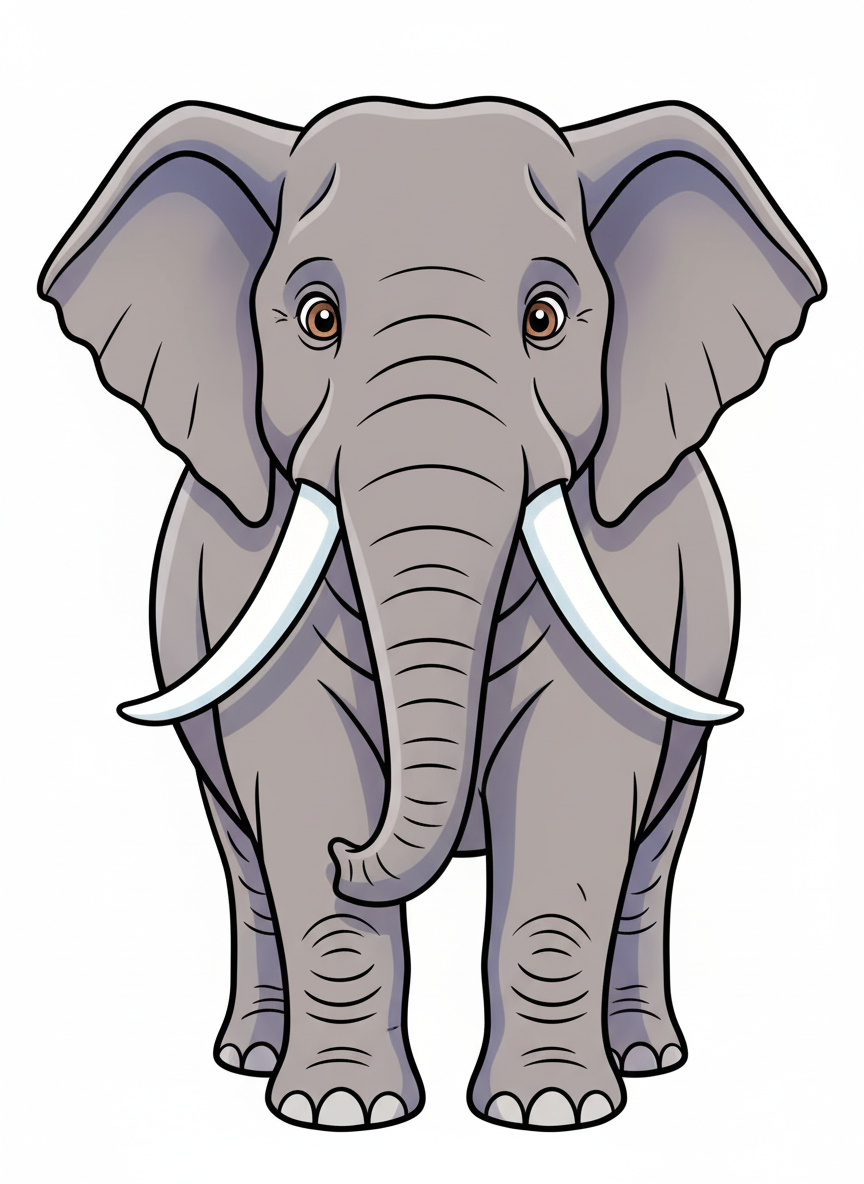 Ella the Gentle Elephant - Full Colored Illustration