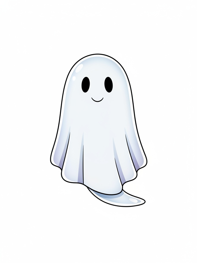 Casper the Friendly Ghost in Minimalist - Full Colored Illustration