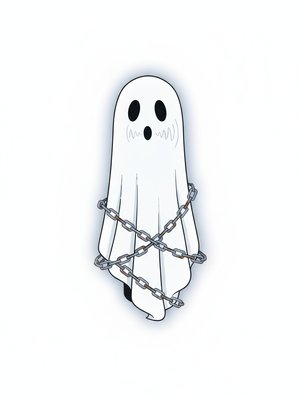 Spook the Scary Ghost in Minimalist - Full Colored Illustration