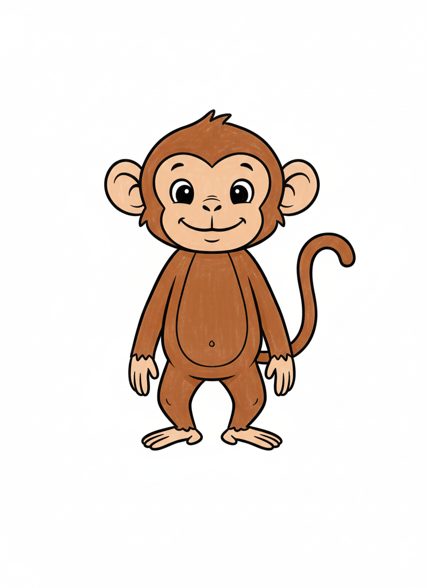 Mango the Cheeky Monkey - Full Colored Illustration