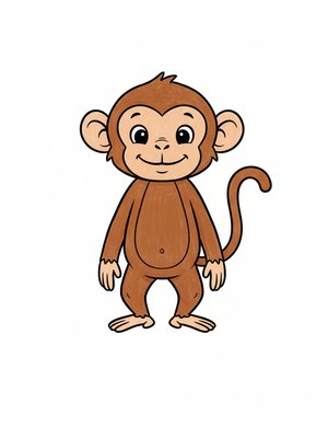 Mango the Cheeky Monkey in Classic Coloring Book - Full Colored Illustration