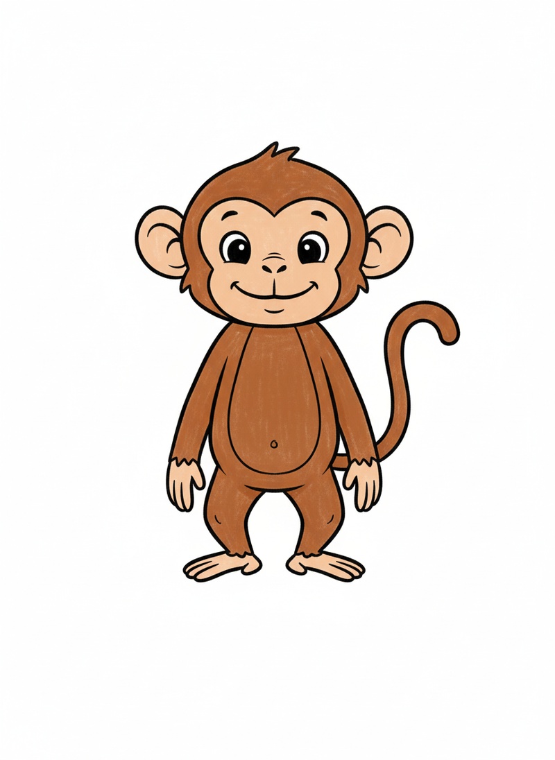 Mango the Cheeky Monkey in Classic Coloring Book - Full Colored Illustration