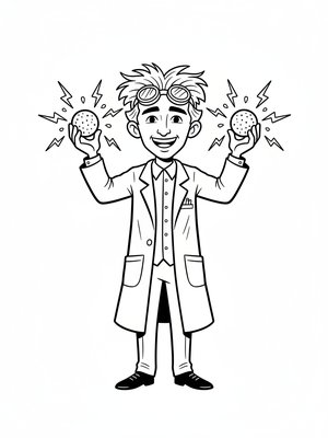 Professor Tesla the Scientist in Classic Coloring Book