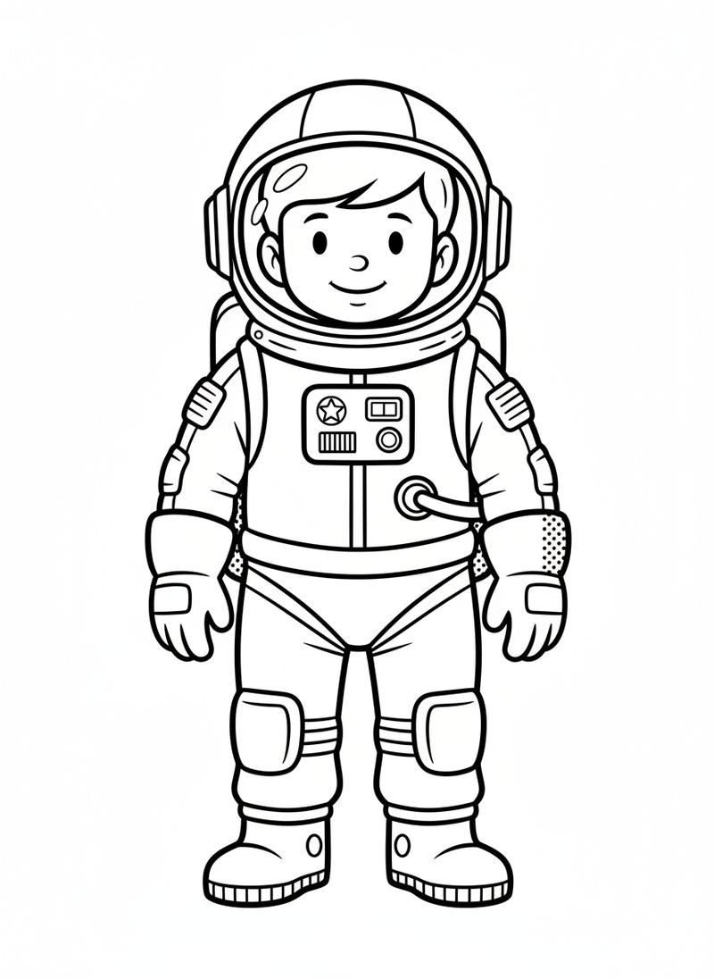 Captain Nova the Astronaut in Classic Coloring Book - Black & White Illustration