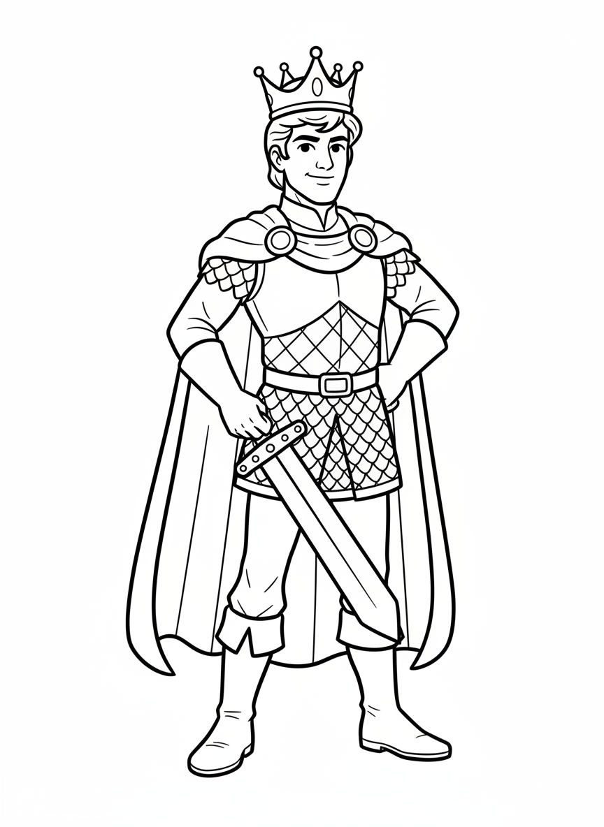 Prince Valor the Brave - Black & White Illustration