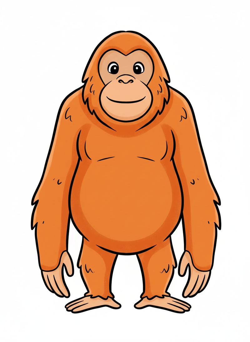 Coco the Swinging Orangutan in Classic Coloring Book - Full Colored Illustration