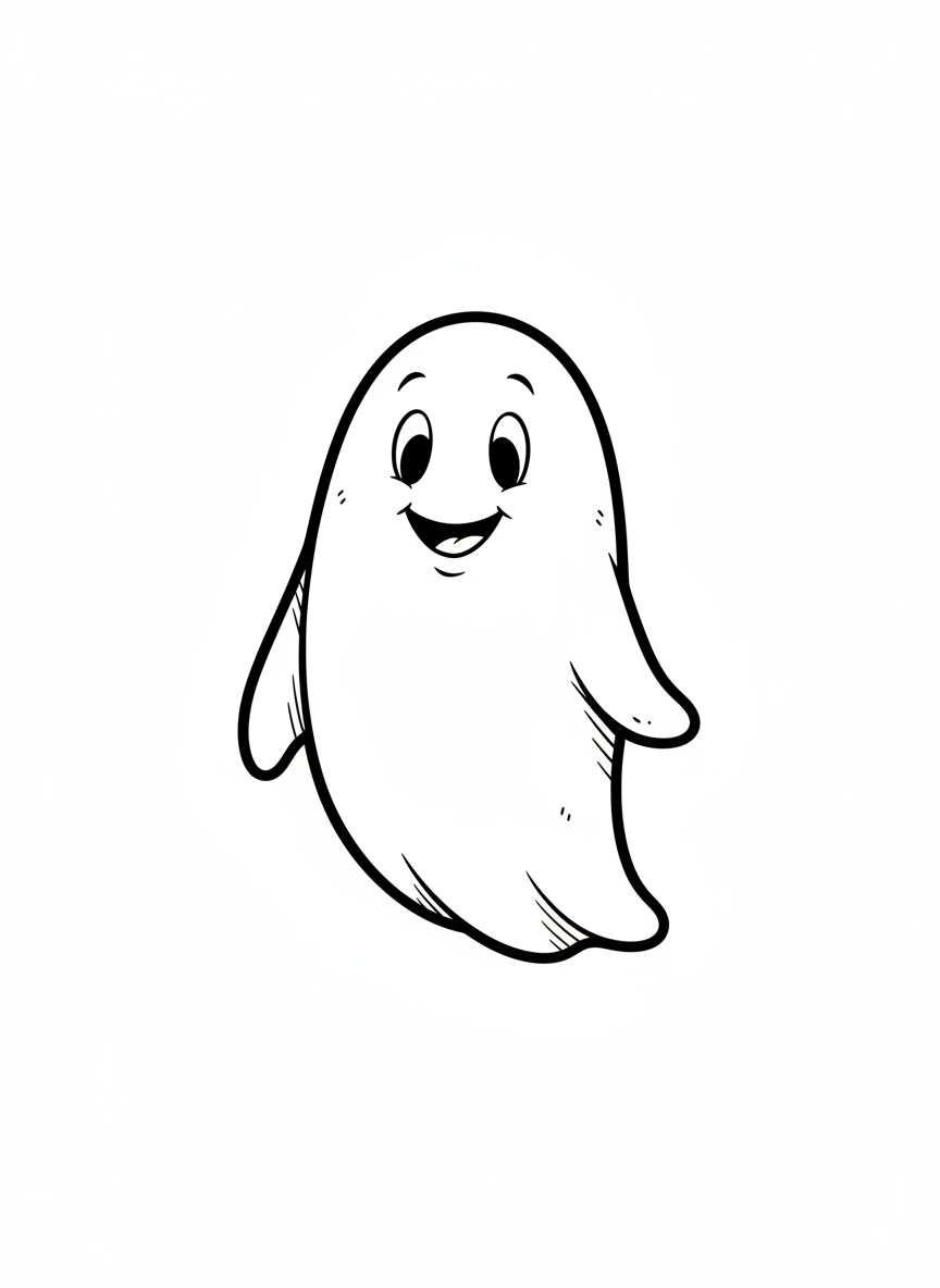 Casper the Friendly Ghost - Black & White Illustration