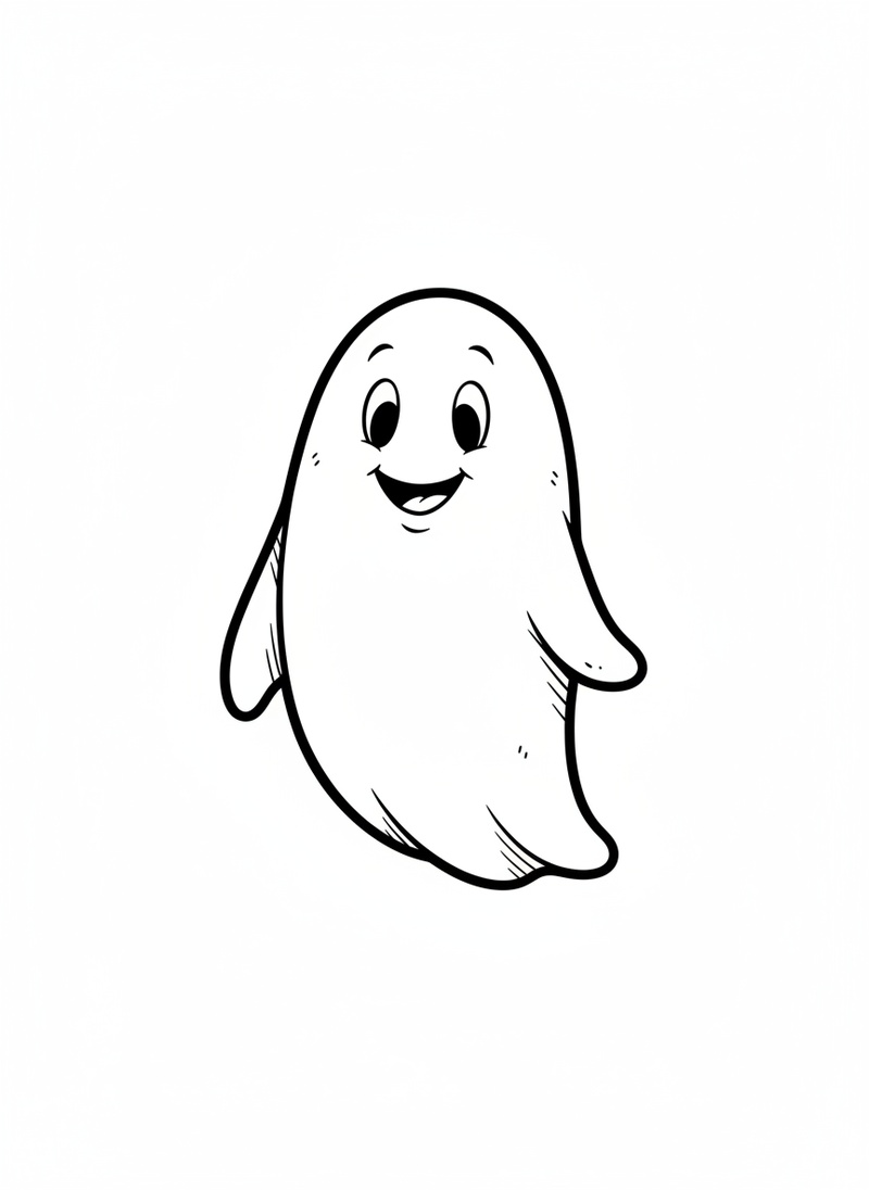 Casper the Friendly Ghost in Classic Coloring Book - Black & White Illustration