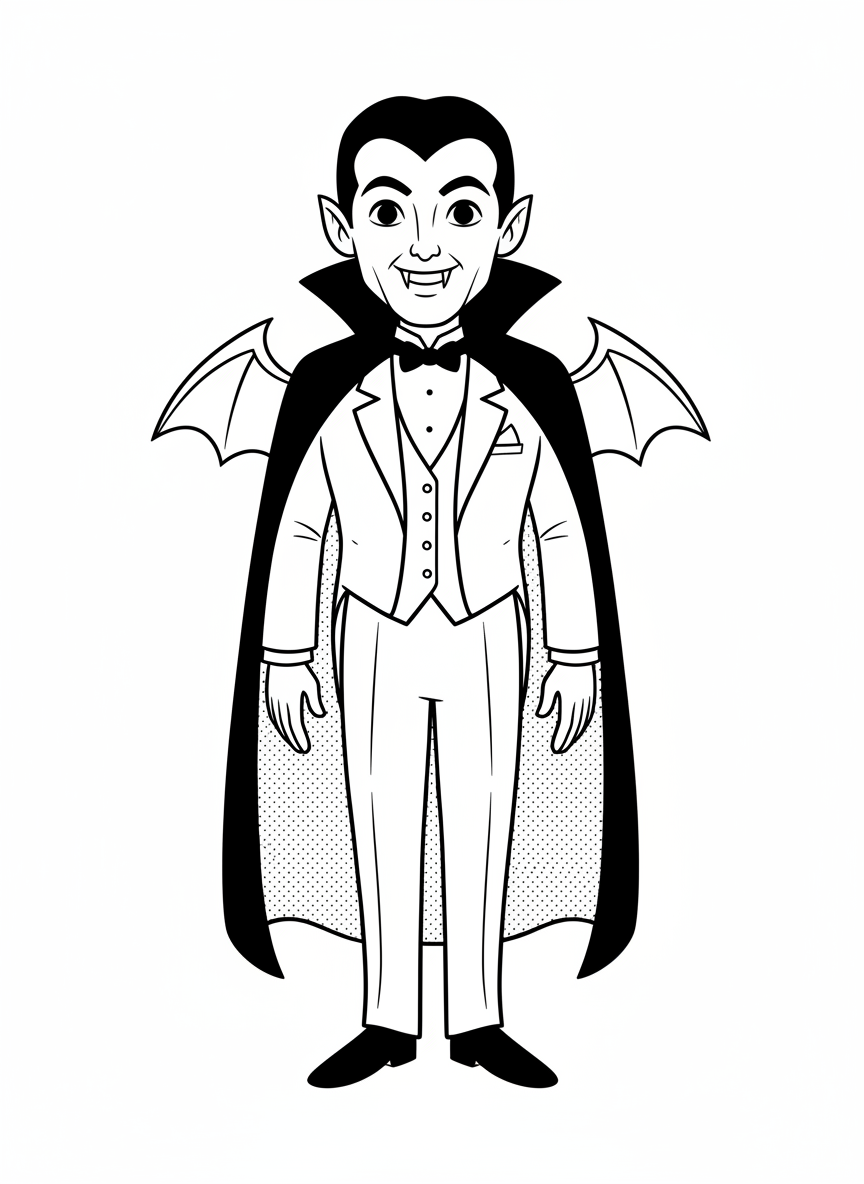 Count Dracula the Vampire - Black & White Illustration