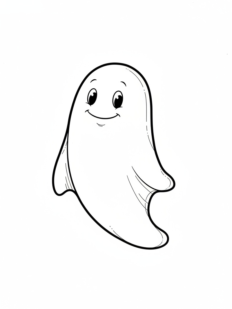Casper the Friendly Ghost in Minimalist - Black & White Illustration