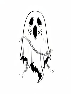 Spook the Scary Ghost in Minimalist - Black & White Illustration